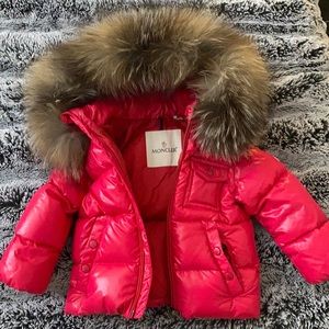 Moncler down jacket with fur hood
